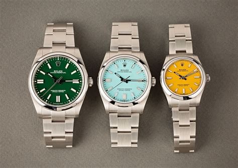 rolex oyster perpetual colors|rolex oyster perpetual size chart.